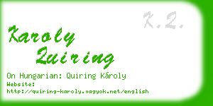 karoly quiring business card