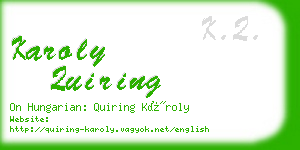 karoly quiring business card